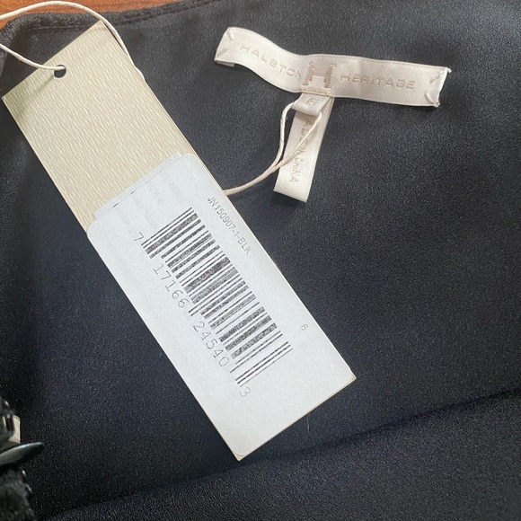 HALSTON HERITAGE new with tags black one shoulder 5% wool dress evening wear 6 - Picture 5 of 7